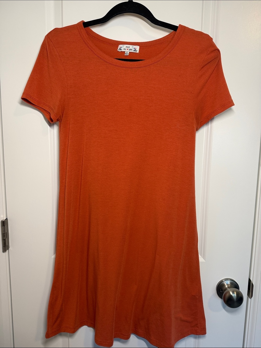 Poof! Burnt Orange Crewneck Tee Dress